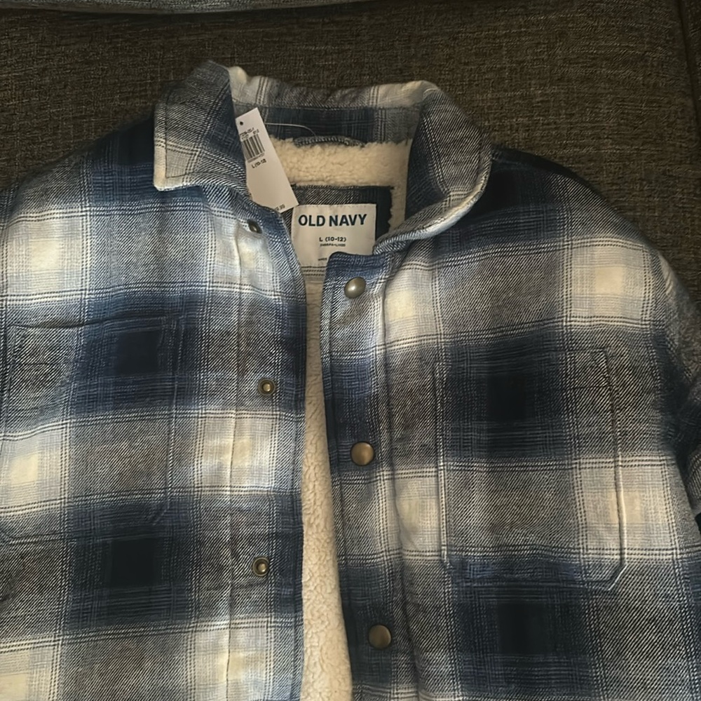 Boys flannel fleece lined jacket size 10/12